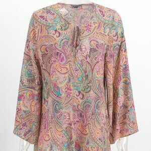 Stoosh Blouse BOHO Chic Batwing Cape Peasant Paisley Large Cottagecore flowy